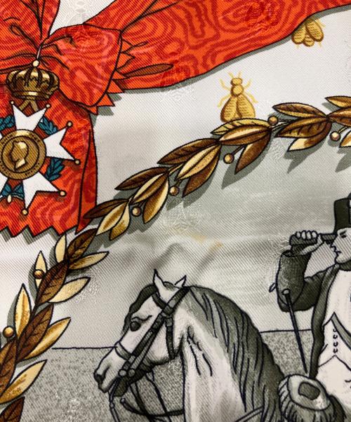 HERMES（エルメス）HERMES (エルメス) NAPOLEON シルクスカーフ グリーン×オレンジの古着・服飾アイテム