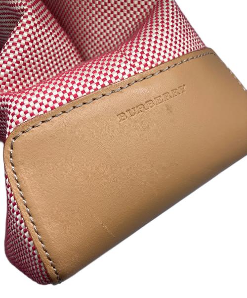 BURBERRY（バーバリー）BURBERRY (バーバリー) トートバッグ レッド×ベージュの古着・服飾アイテム