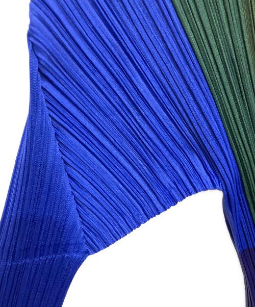 PLEATS PLEASE（プリーツプリーズ）PLEATS PLEASE (プリーツプリーズ) プリーツブラウス ブルー×グリーン サイズ:4の古着・服飾アイテム