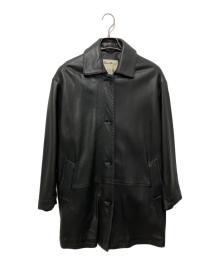 Eddie Bauer（エディーバウアー）の古着「90s 羊革レザーカーコート」｜ブラック