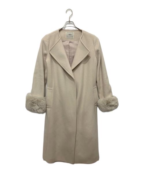 GRACE CONTINENTAL（（グレースコンチネンタル）GRACE CONTINENTAL (（グレースコンチネンタル) ノーカラービーバーコート ベージュ サイズ:38の古着・服飾アイテム