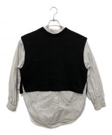 BEARDSLEY（ビアズリー）の古着「シーズン長く着れる ジレセットストライプシャツ」｜ブラック