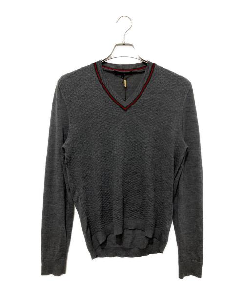 GUCCI（グッチ）GUCCI (グッチ) Vネックニット グレー サイズ:Mの古着・服飾アイテム