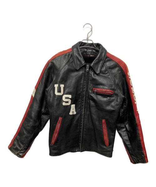 Schott（ショット）Schott (ショット) レザーライダースジャケット ブラック×レッド サイズ:38の古着・服飾アイテム