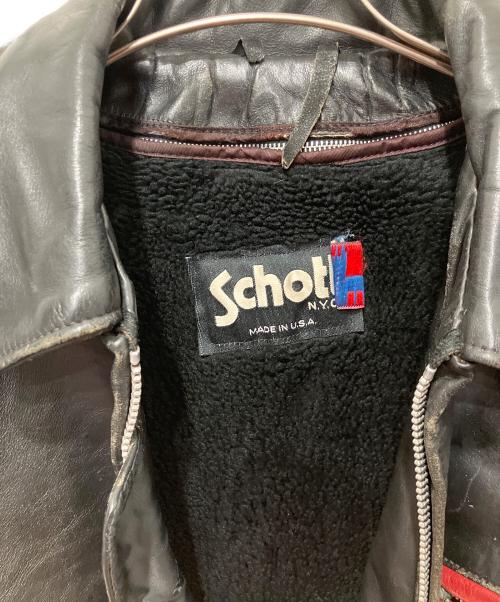 Schott（ショット）Schott (ショット) レザーライダースジャケット ブラック×レッド サイズ:38の古着・服飾アイテム
