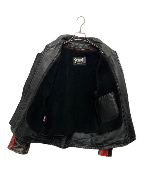 Schott（ショット）Schott (ショット) レザーライダースジャケット ブラック×レッド サイズ:38の古着・服飾アイテム