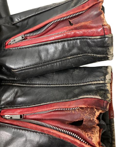Schott（ショット）Schott (ショット) レザーライダースジャケット ブラック×レッド サイズ:38の古着・服飾アイテム