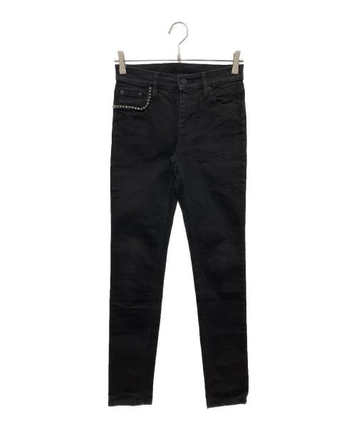 Hysteric Glamour（ヒステリックグラマー）Hysteric Glamour (ヒステリックグラマー) スタッズスキニーブラックデニムパンツ ブラック サイズ:Ｗ25　（63.5ｃm）の古着・服飾アイテム