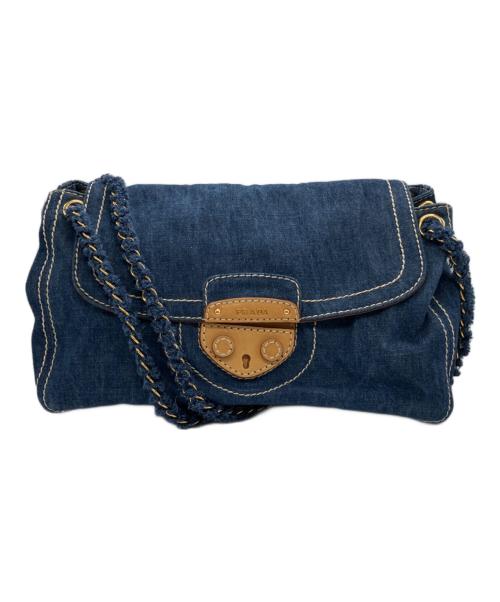 PRADA（プラダ）PRADA (プラダ) Double-Chain Shoulder Bag Denime インディゴの古着・服飾アイテム