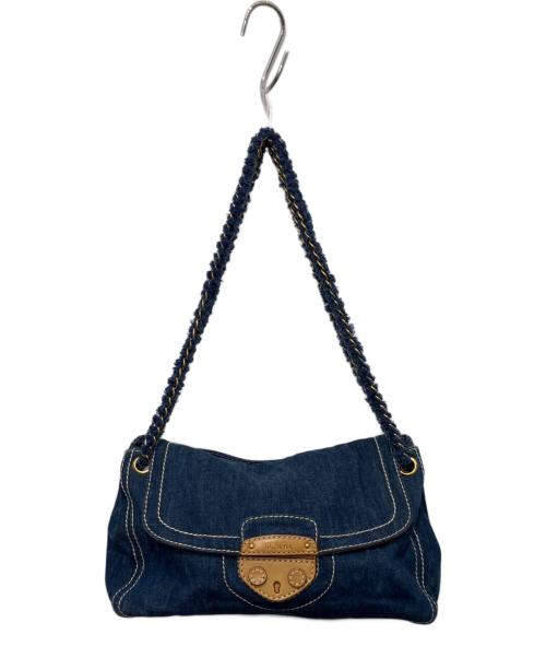 PRADA（プラダ）PRADA (プラダ) Double-Chain Shoulder Bag Denime インディゴの古着・服飾アイテム