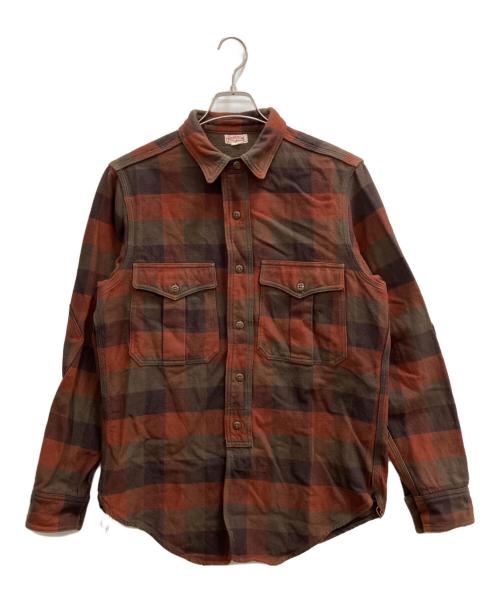 freewheelers（フリーホイーラーズ）FREEWHEELERS (フリーホイーラーズ) MECHANIC SHIRTS ブラウン×カーキ サイズ:16の古着・服飾アイテム