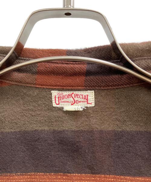 freewheelers（フリーホイーラーズ）FREEWHEELERS (フリーホイーラーズ) MECHANIC SHIRTS ブラウン×カーキ サイズ:16の古着・服飾アイテム
