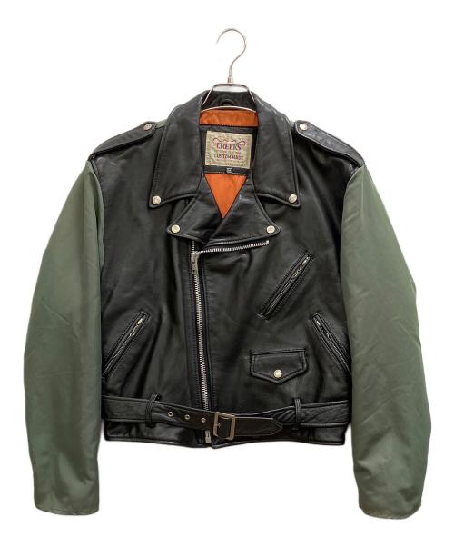 CREEKS（CREEKS）CREEKS (CREEKS) レザー切替ライダースジャケット ブラック×カーキ サイズ:Mの古着・服飾アイテム