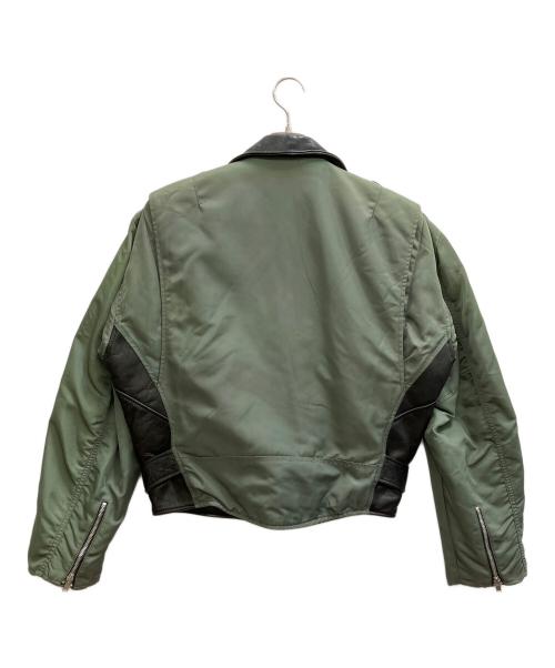 CREEKS（CREEKS）CREEKS (CREEKS) レザー切替ライダースジャケット ブラック×カーキ サイズ:Mの古着・服飾アイテム