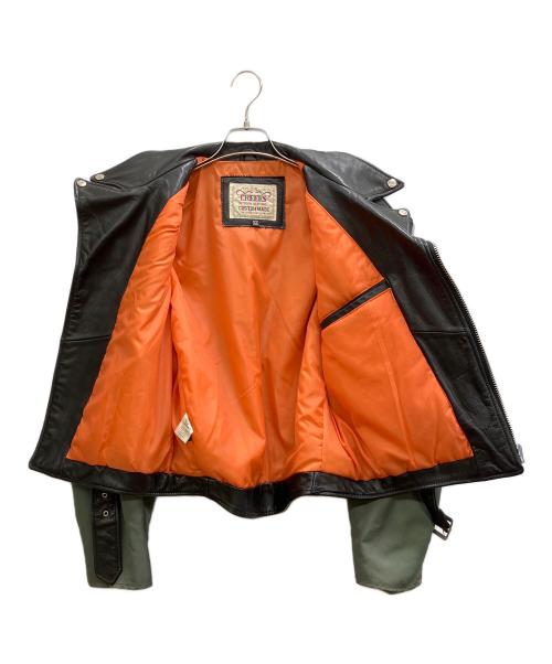 CREEKS（CREEKS）CREEKS (CREEKS) レザー切替ライダースジャケット ブラック×カーキ サイズ:Mの古着・服飾アイテム