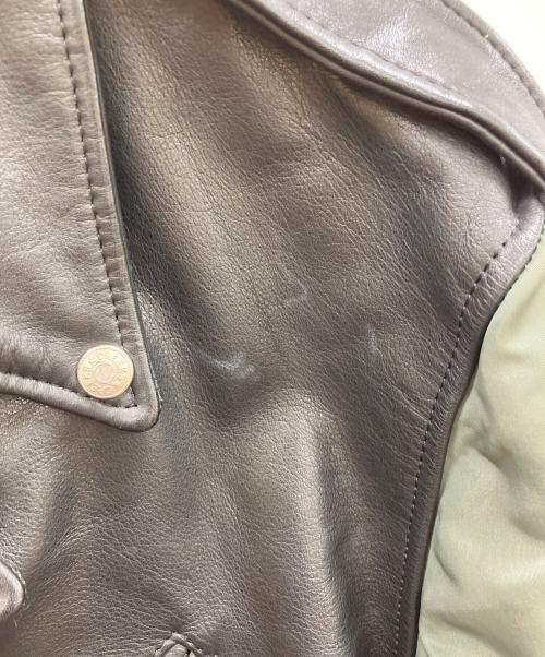CREEKS（CREEKS）CREEKS (CREEKS) レザー切替ライダースジャケット ブラック×カーキ サイズ:Mの古着・服飾アイテム