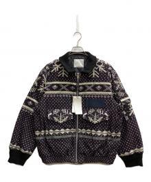 sacai（サカイ）の古着「Cowichan Knit Blouson」｜パープル