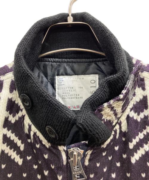 sacai（サカイ）sacai (サカイ) Cowichan Knit Blouson パープル サイズ:2の古着・服飾アイテム