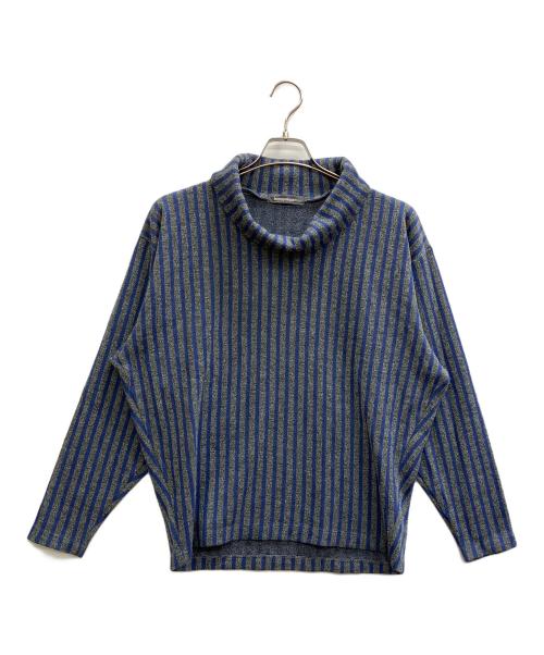 ISSEY MIYAKE MEN（イッセイミヤケメン）ISSEY MIYAKE MEN (イッセイミヤケメン) ハイネックストライプニット ブルー サイズ:Freeの古着・服飾アイテム