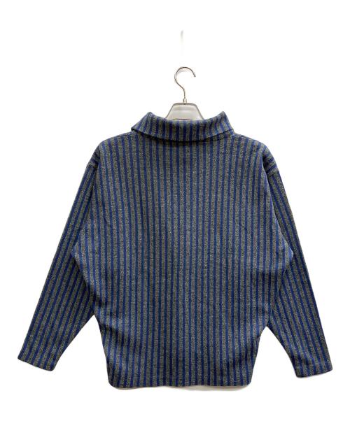 ISSEY MIYAKE MEN（イッセイミヤケメン）ISSEY MIYAKE MEN (イッセイミヤケメン) ハイネックストライプニット ブルー サイズ:Freeの古着・服飾アイテム