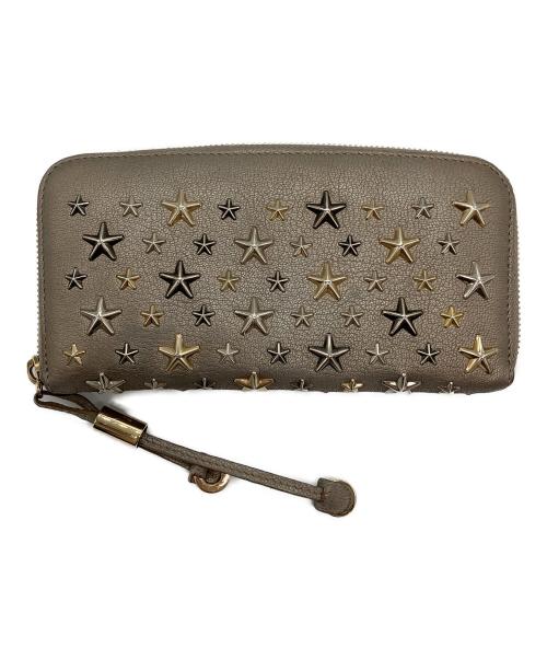 JIMMY CHOO（ジミーチュウ）JIMMY CHOO (ジミーチュウ) スタースタッズラウンドファスナーウォレット ベージュの古着・服飾アイテム