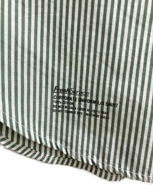 FreshService（フレッシュサービス）FreshService (フレッシュサービス) ストライプシャツ グリーン サイズ:Mの古着・服飾アイテム