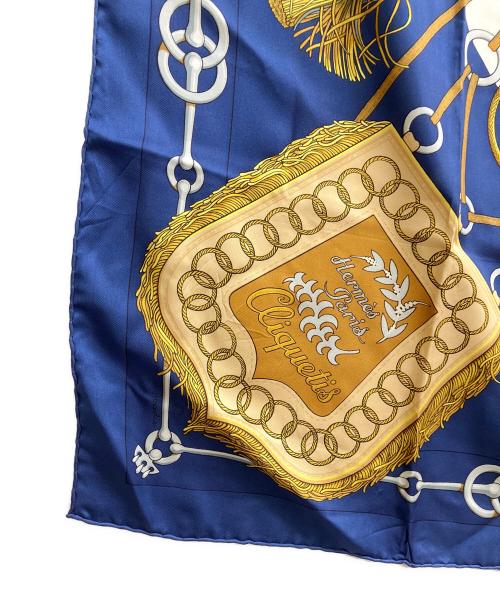 HERMES（エルメス）HERMES (エルメス) シルクスカーフ ネイビー×ホワイトの古着・服飾アイテム