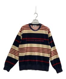 Hysteric Glamour（ヒステリックグラマー）の古着「ロゴ刺繍ベロアスウェット」｜ネイビー×ベージュ