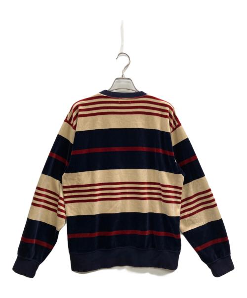 Hysteric Glamour（ヒステリックグラマー）Hysteric Glamour (ヒステリックグラマー) ロゴ刺繍ベロアスウェット ネイビー×ベージュ サイズ:Sの古着・服飾アイテム