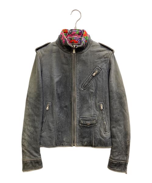 DOLCE & GABBANA（ドルチェ＆ガッバーナ）DOLCE & GABBANA (ドルチェ＆ガッバーナ) ラムスキンシングルライダースジャケット ブラック サイズ:38の古着・服飾アイテム