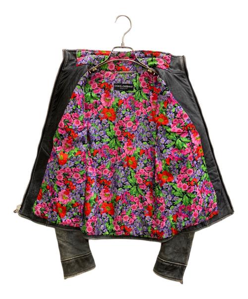 DOLCE & GABBANA（ドルチェ＆ガッバーナ）DOLCE & GABBANA (ドルチェ＆ガッバーナ) ラムスキンシングルライダースジャケット ブラック サイズ:38の古着・服飾アイテム