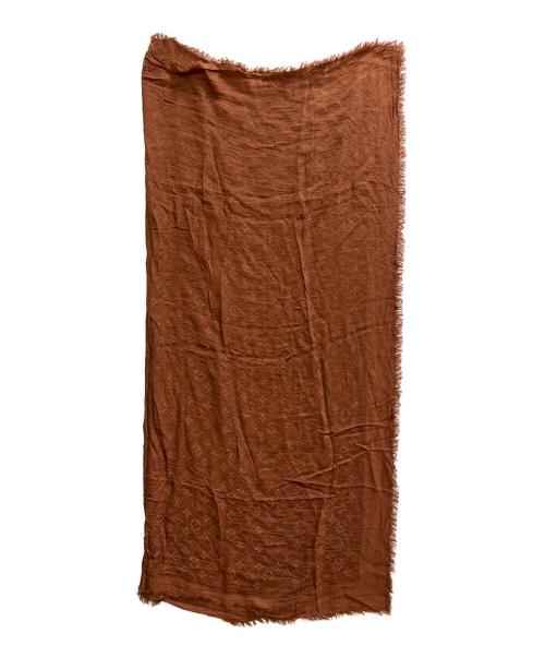 LOUIS VUITTON（ルイ ヴィトン）LOUIS VUITTON (ルイ ヴィトン) ショートモノグラムシルクウールスカーフ ブラウンの古着・服飾アイテム