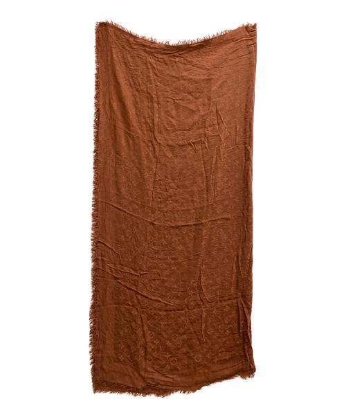 LOUIS VUITTON（ルイ ヴィトン）LOUIS VUITTON (ルイ ヴィトン) ショートモノグラムシルクウールスカーフ ブラウンの古着・服飾アイテム