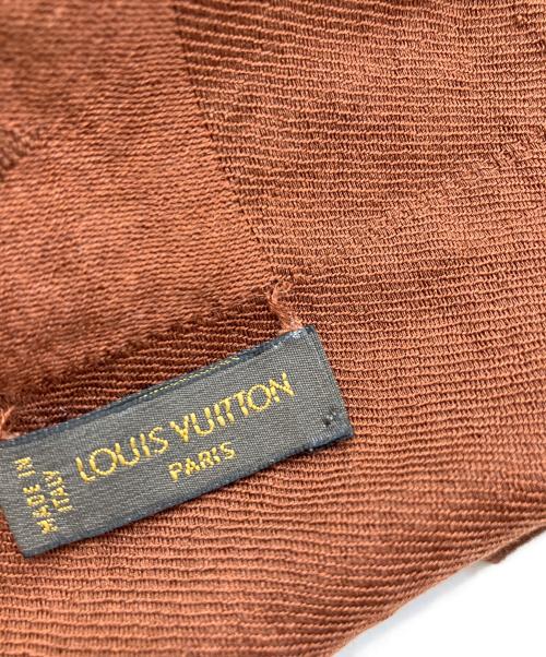 LOUIS VUITTON（ルイ ヴィトン）LOUIS VUITTON (ルイ ヴィトン) ショートモノグラムシルクウールスカーフ ブラウンの古着・服飾アイテム