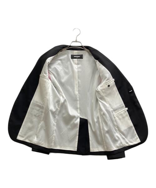 DSQUARED2（ディースクエアード）DSQUARED2 (ディースクエアード) レザートリムジップデザインテーラードジャケット ブラック サイズ:48の古着・服飾アイテム