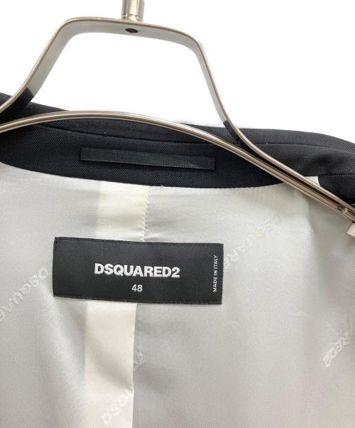 DSQUARED2（ディースクエアード）DSQUARED2 (ディースクエアード) レザートリムジップデザインテーラードジャケット ブラック サイズ:48の古着・服飾アイテム