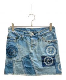 Hysteric Glamour（ヒステリックグラマー）の古着「デニムパッチワークミニスカート」｜ブルー