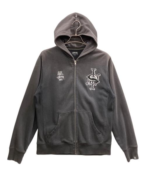 stussy（ステューシー）stussy (ステューシー) ストリート刺繍ロゴジップパーカー グレー サイズ:Mの古着・服飾アイテム