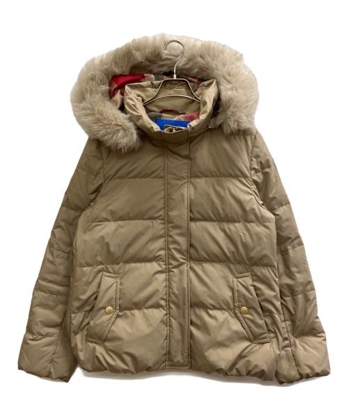 BLUE LABEL CRESTBRIDGE（ブルーレーベルクレストブリッジ）BLUE LABEL CRESTBRIDGE (ブルーレーベルクレストブリッジ) 裏チェックファー付きダウンジャケット ベージュ サイズ:40の古着・服飾アイテム