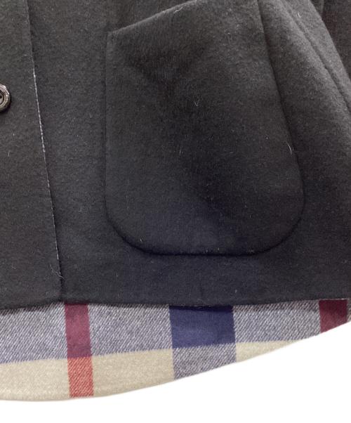 BLUE LABEL CRESTBRIDGE（ブルーレーベルクレストブリッジ）BLUE LABEL CRESTBRIDGE (ブルーレーベルクレストブリッジ) 裏チェックフーデッドウールコート ブラック サイズ:38の古着・服飾アイテム