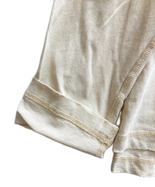 ami（アミ）ami (アミ) ハートロゴ刺繍ダメージ加工レイヤード長袖Tシャツ ベージュ サイズ:Mの古着・服飾アイテム