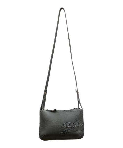 LONGCHAMP（ロンシャン）LONGCHAMP (ロンシャン) ホースモチーフレザークロスボディバッグ グレーの古着・服飾アイテム