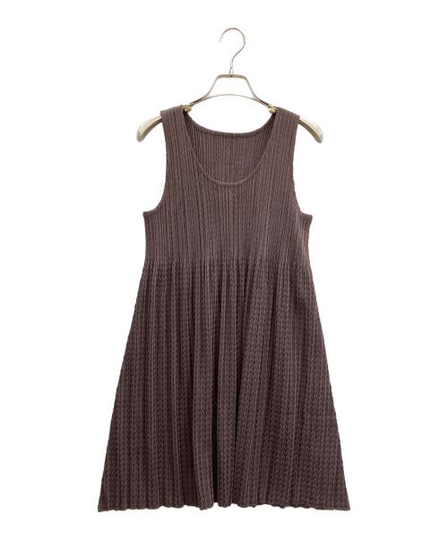 PLEATS PLEASE（プリーツプリーズ）PLEATS PLEASE (プリーツプリーズ) ヘリンボーンプリーツチュニック ブラウン サイズ:4の古着・服飾アイテム