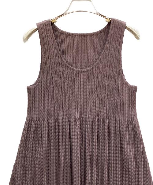 PLEATS PLEASE（プリーツプリーズ）PLEATS PLEASE (プリーツプリーズ) ヘリンボーンプリーツチュニック ブラウン サイズ:4の古着・服飾アイテム