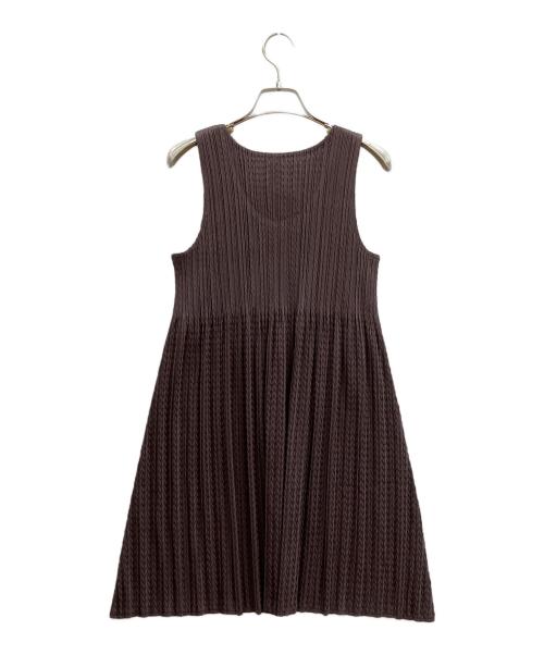 PLEATS PLEASE（プリーツプリーズ）PLEATS PLEASE (プリーツプリーズ) ヘリンボーンプリーツチュニック ブラウン サイズ:4の古着・服飾アイテム