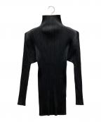 PLEATS PLEASEプリーツプリーズ）の古着「ハイネックプリーツカットソー」｜ブラック