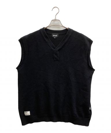 Schott ブラック スエード フロント スナップ ボタン ベスト 古着 中古・古着通販】Schott (ショット) ブラックシープ ニットベスト