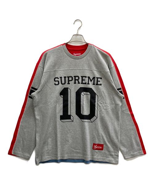 SUPREME（シュプリーム）SUPREME (シュプリーム) Split L/S Football Top レッド×グレー サイズ:Lの古着・服飾アイテム
