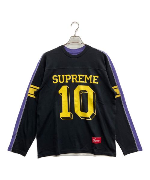 SUPREME（シュプリーム）Supreme (シュプリーム) Split L/S Football Top ブラック×パープル サイズ:Mの古着・服飾アイテム