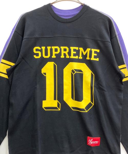 SUPREME（シュプリーム）Supreme (シュプリーム) Split L/S Football Top ブラック×パープル サイズ:Mの古着・服飾アイテム